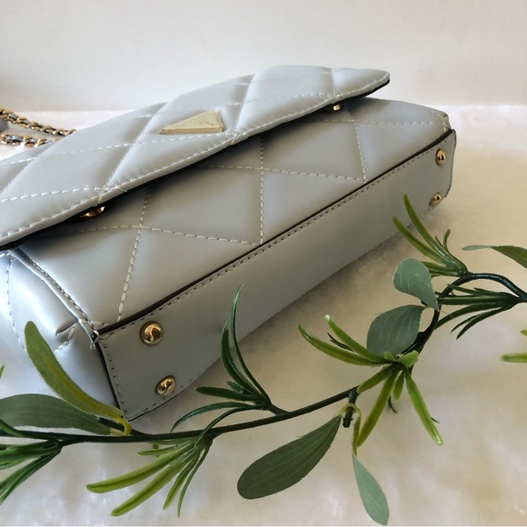 Guess Cessily Convertible Quilted Crossbody Flap Handbag, Pale Blue - Picture 4 of 8